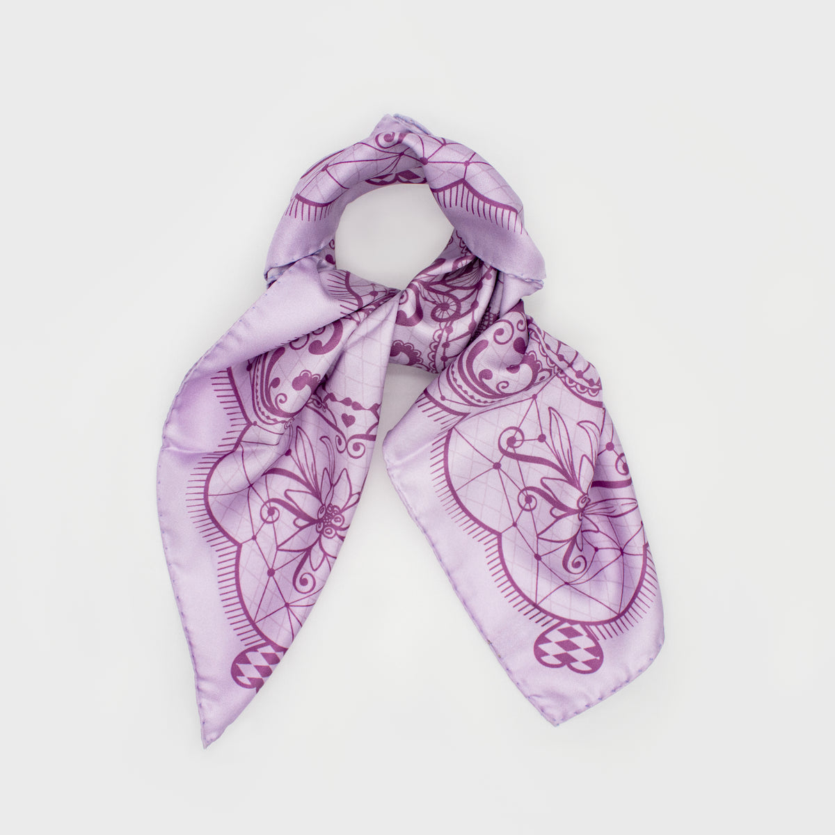 Horse Festivity Italian Mulberry Silk Scarf 70 Lilac