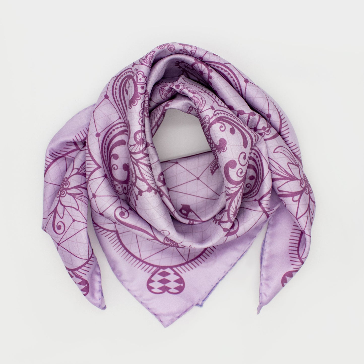 Horse Festivity Italian Silk Scarf Lilac