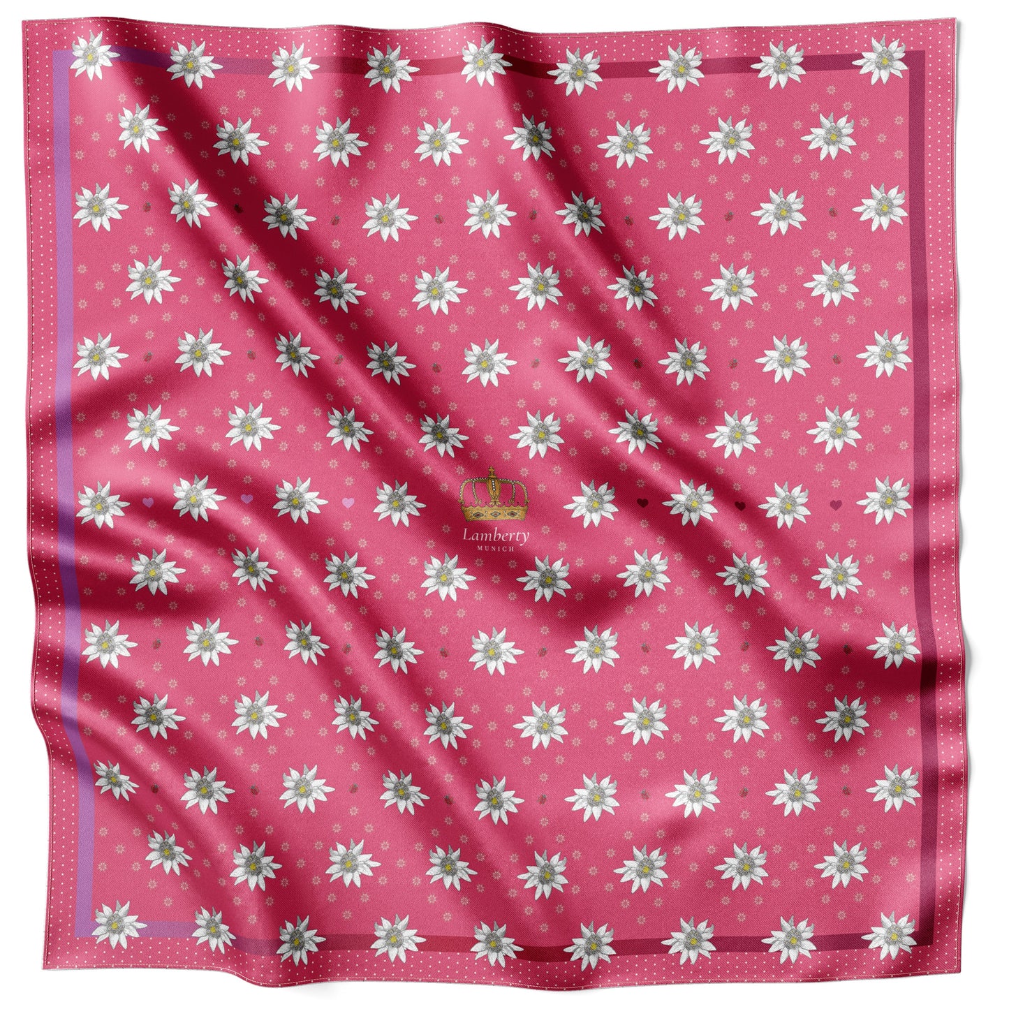 Tuch 70 Alpine Edelweiss & Ladybug - Midi Silk Twill Scarf Cherry