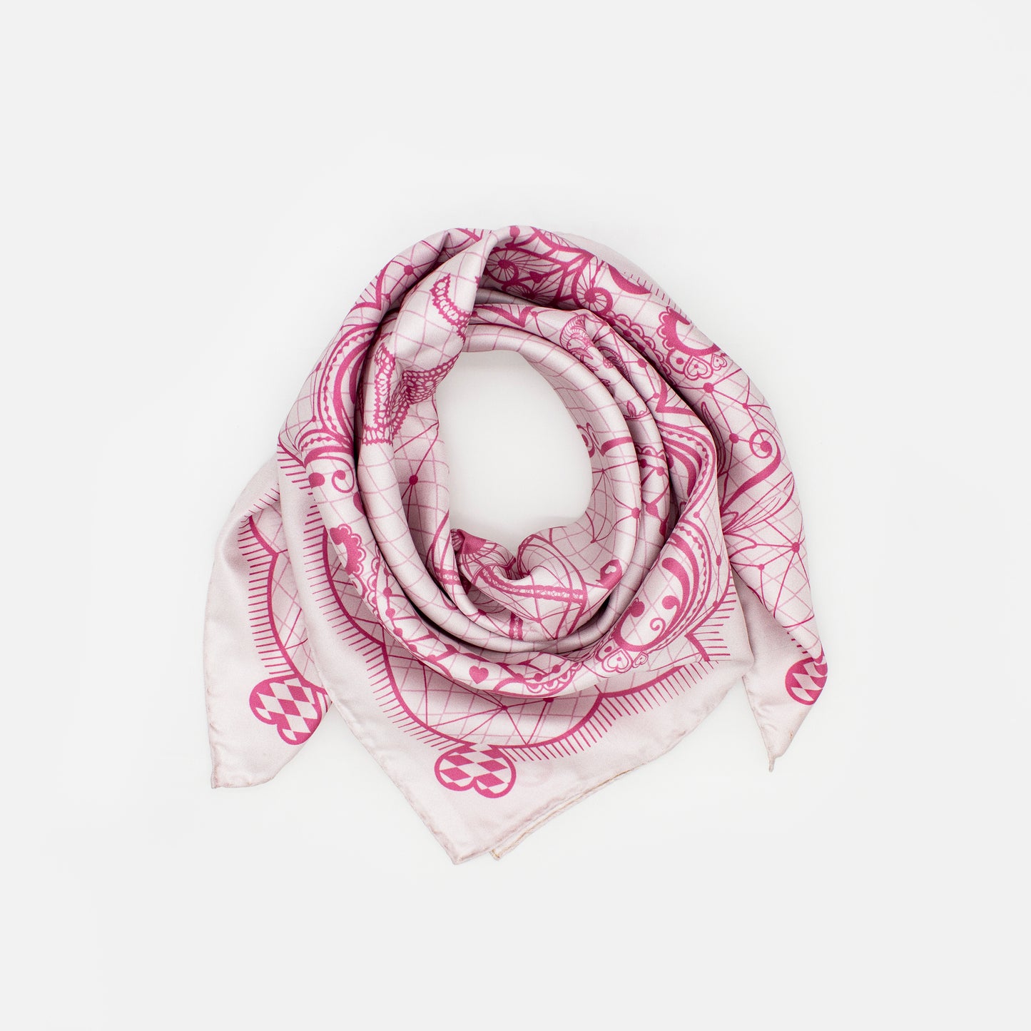 Horse Festivity Italian Silk Scarf 70 Soft Rose