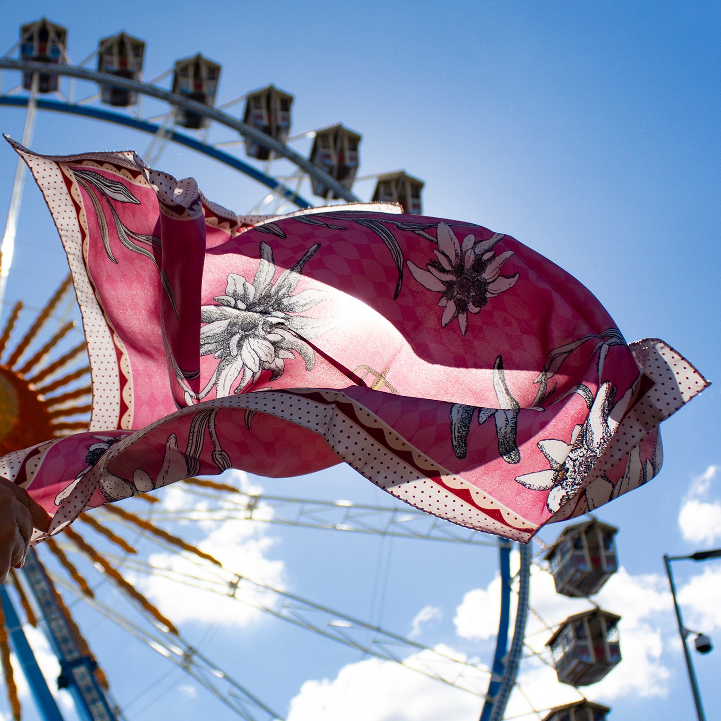 Edelweiss Alpenglow Midi Silk Scarf Ice Blue