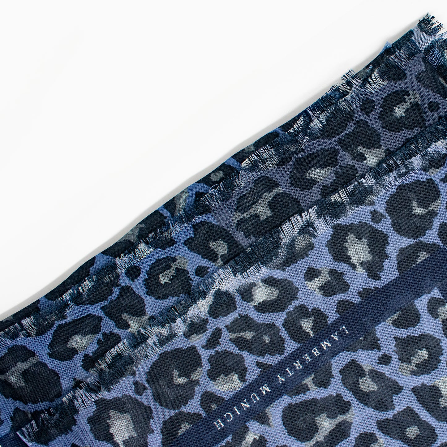 Savannah Leopard - Blue - Maxi Cube - Silk & Wool Scarf