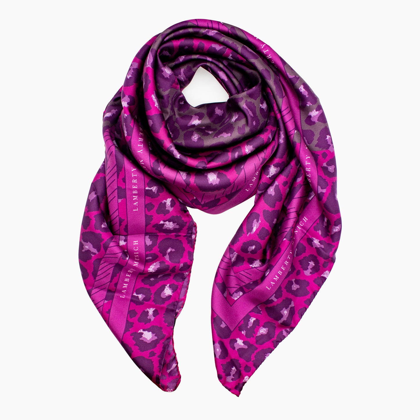 Leopard Print Maxi Italian Mulberry Silk Scarf 100 Deep Cherry