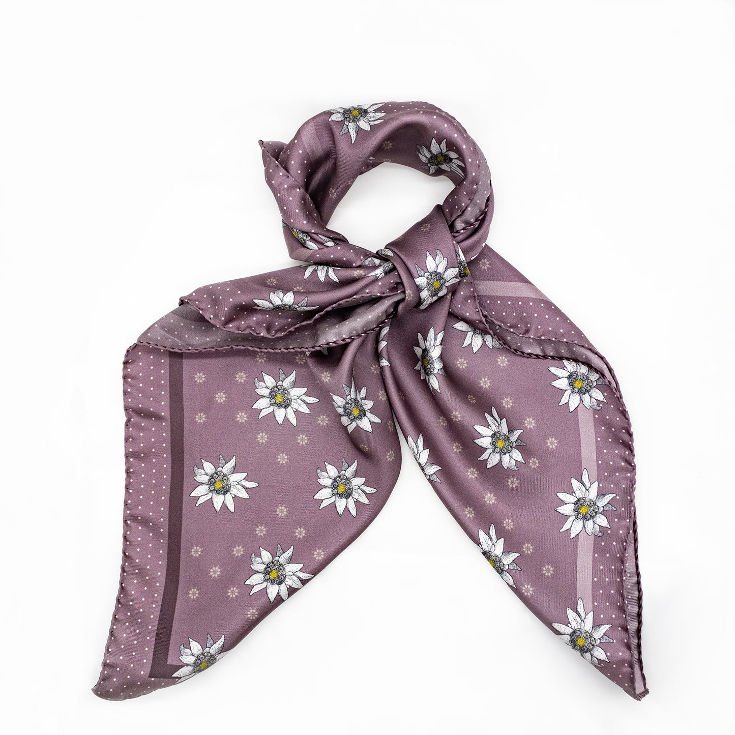 Alpenglow Edelweiss Midi Silk Scarf Metalic Purple