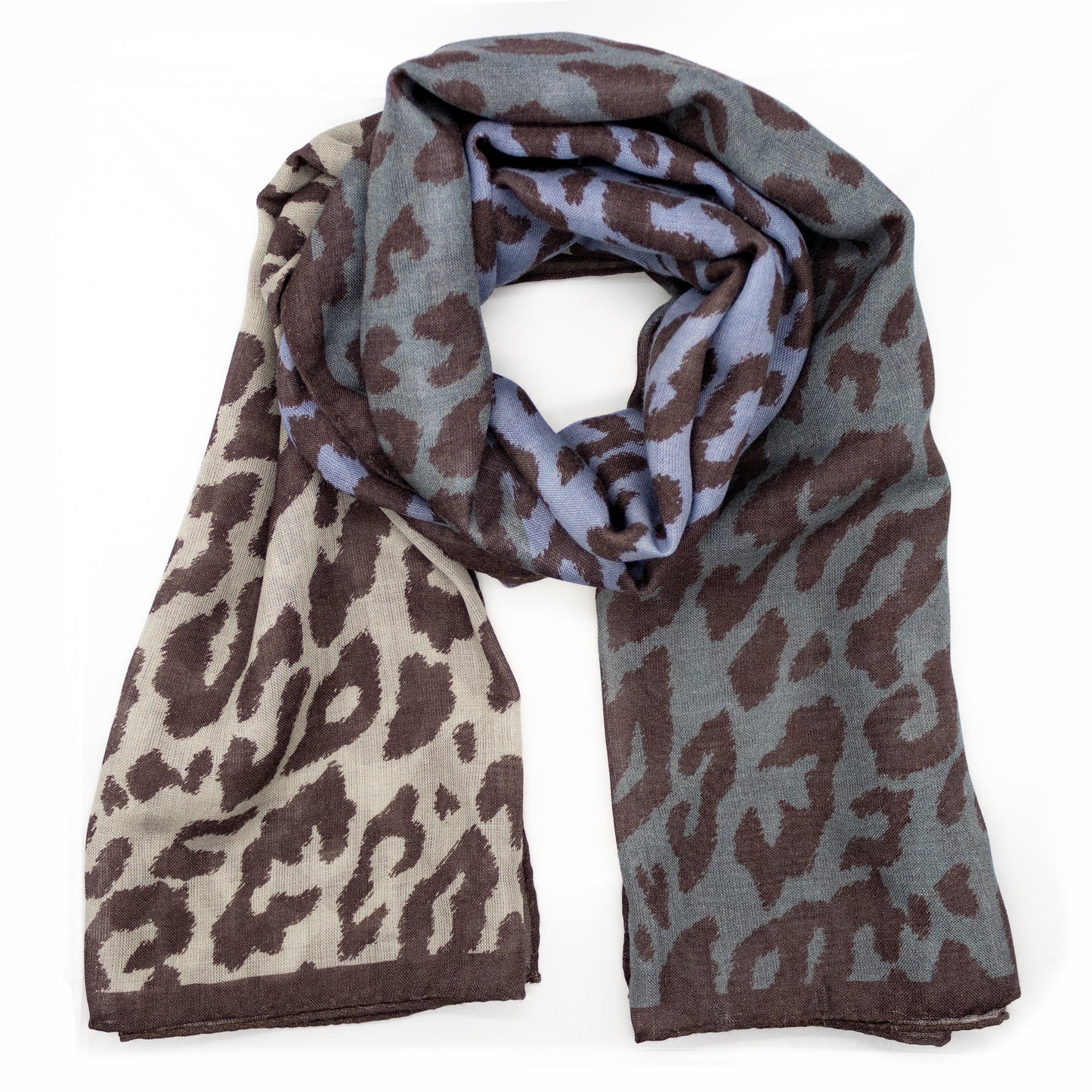 Silk & Wool Scarf - Leopard Patch - Threefold Colour Placement