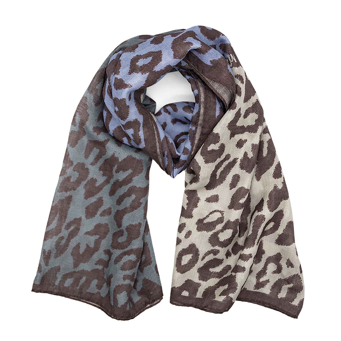 Silk & Wool Scarf - Leopard Patch - Threefold Colour Placement