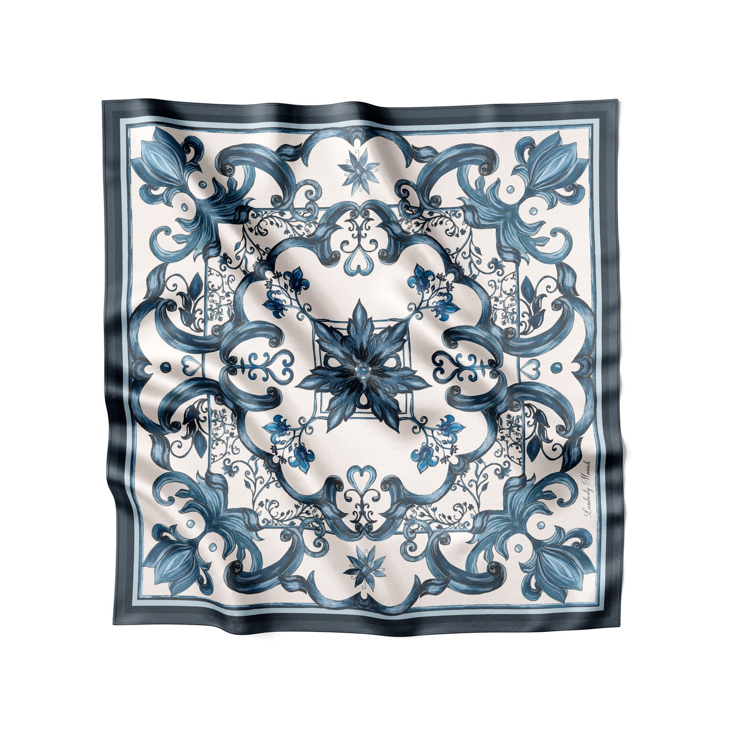 Blue Majolica - Midi Silk Scarf