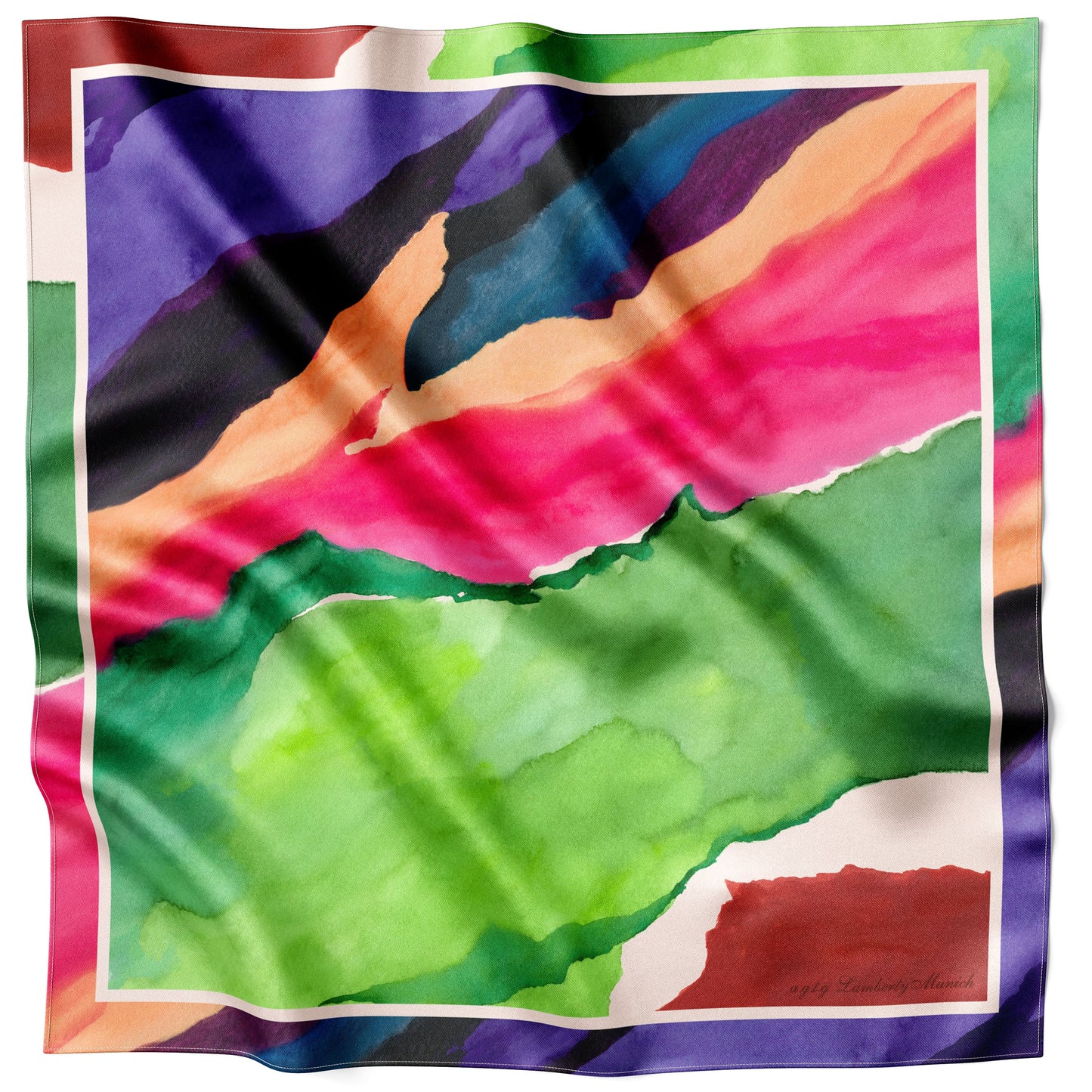 Electric Garden Italian Silk Scarf 70 Multi Coloured