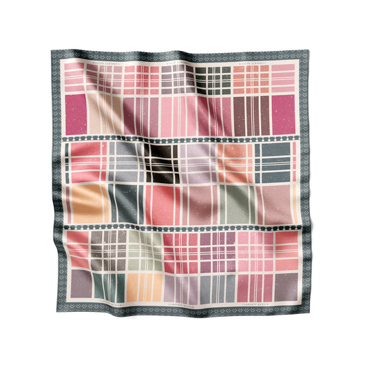Checkerboard Retro Cherry- Midi Silk Scarf