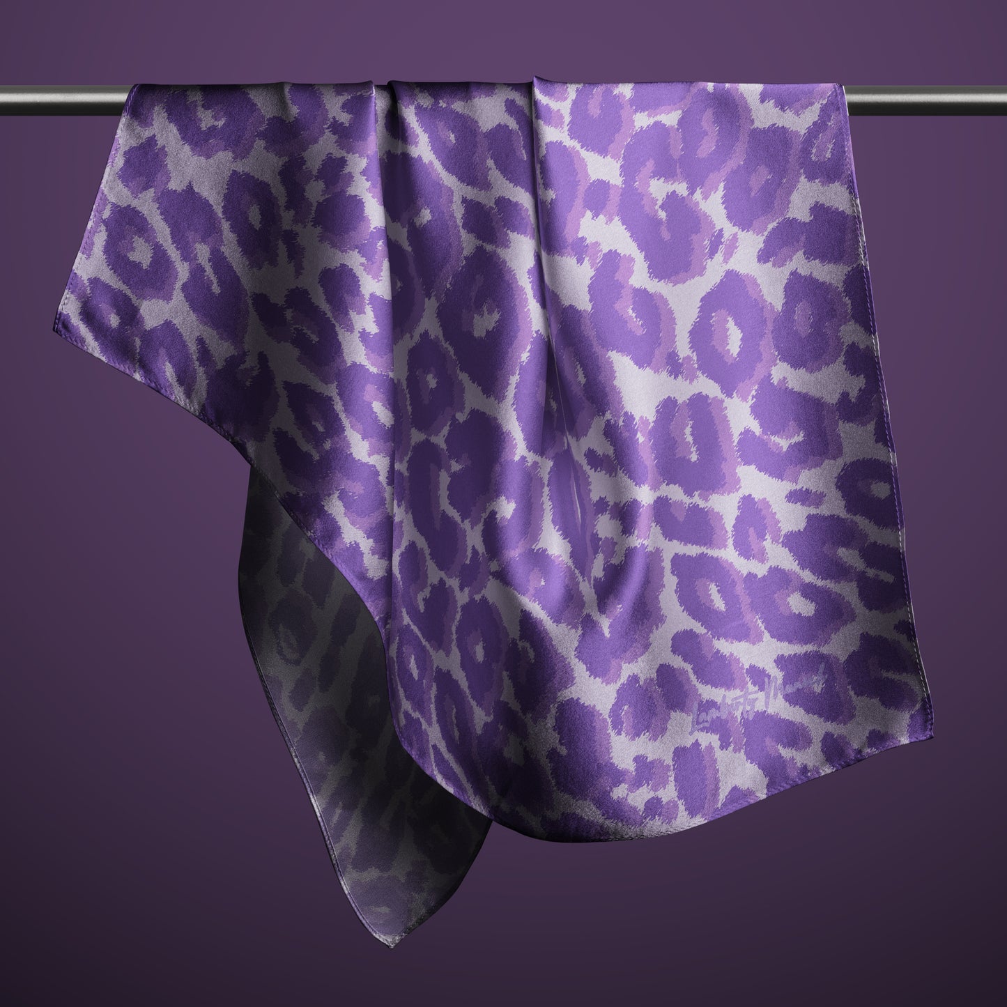 Tuch 70 Glattes Leopardenmuster - Midi Seidentwill Flieder