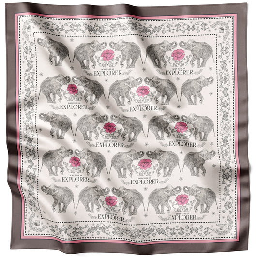 Tuch 90 Elephant Odyssey: A Journey on a Silk Scarf