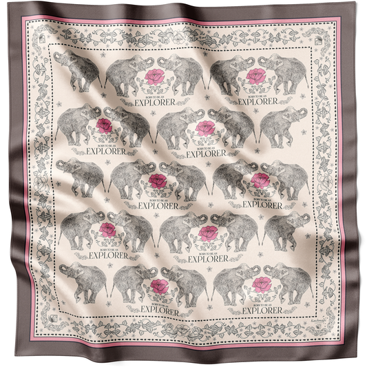 Tuch 90 Elephant Odyssey: A Journey on a Silk Scarf