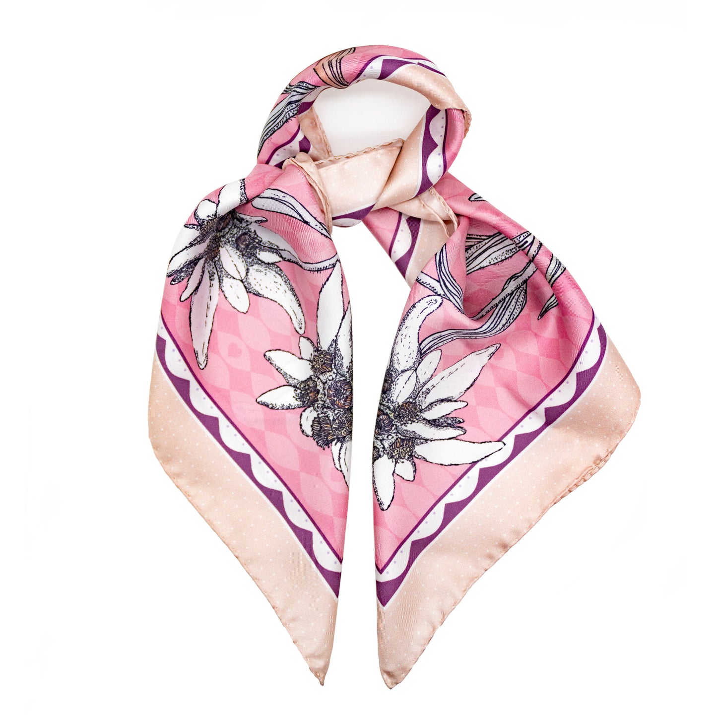 Tuch 70 Edelweiss Alpenglow Midi Seidentwill-Schal Rose