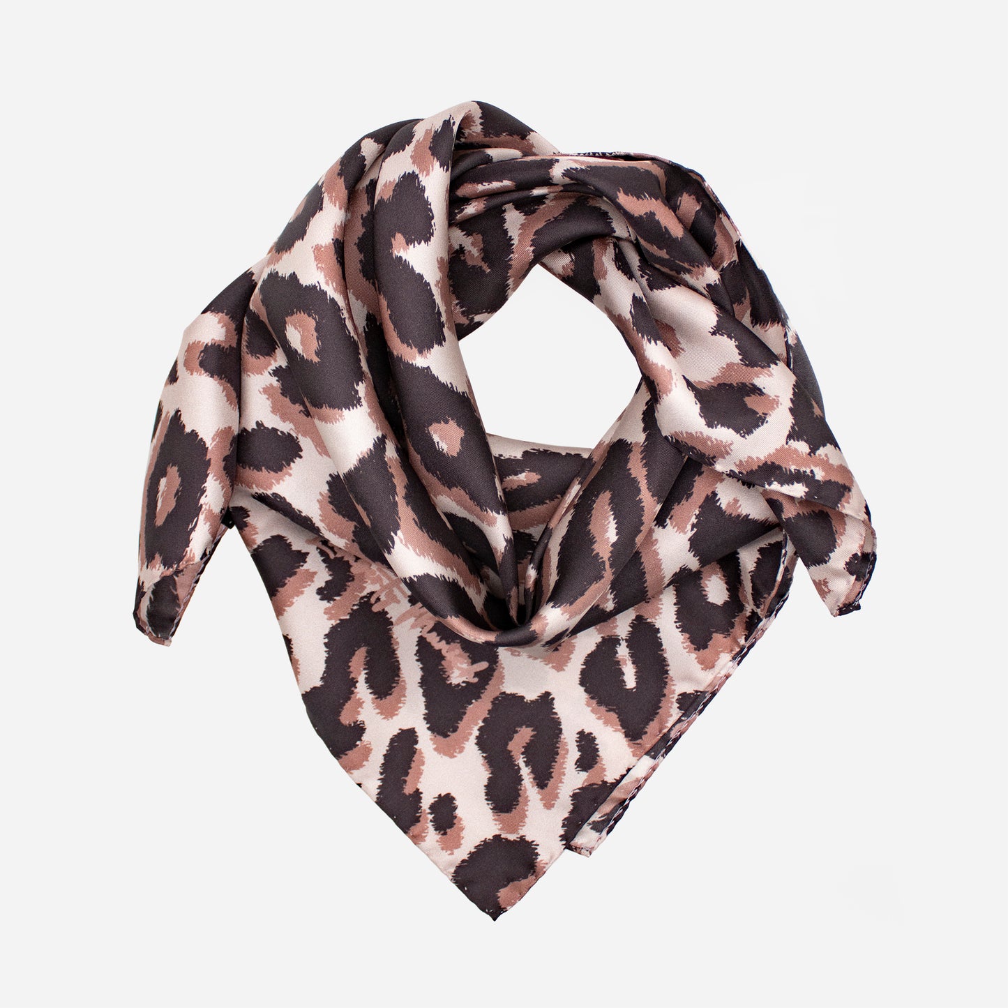 Tuch 70 Glattes Gepardenhaar - Midi Seidentwill Braun