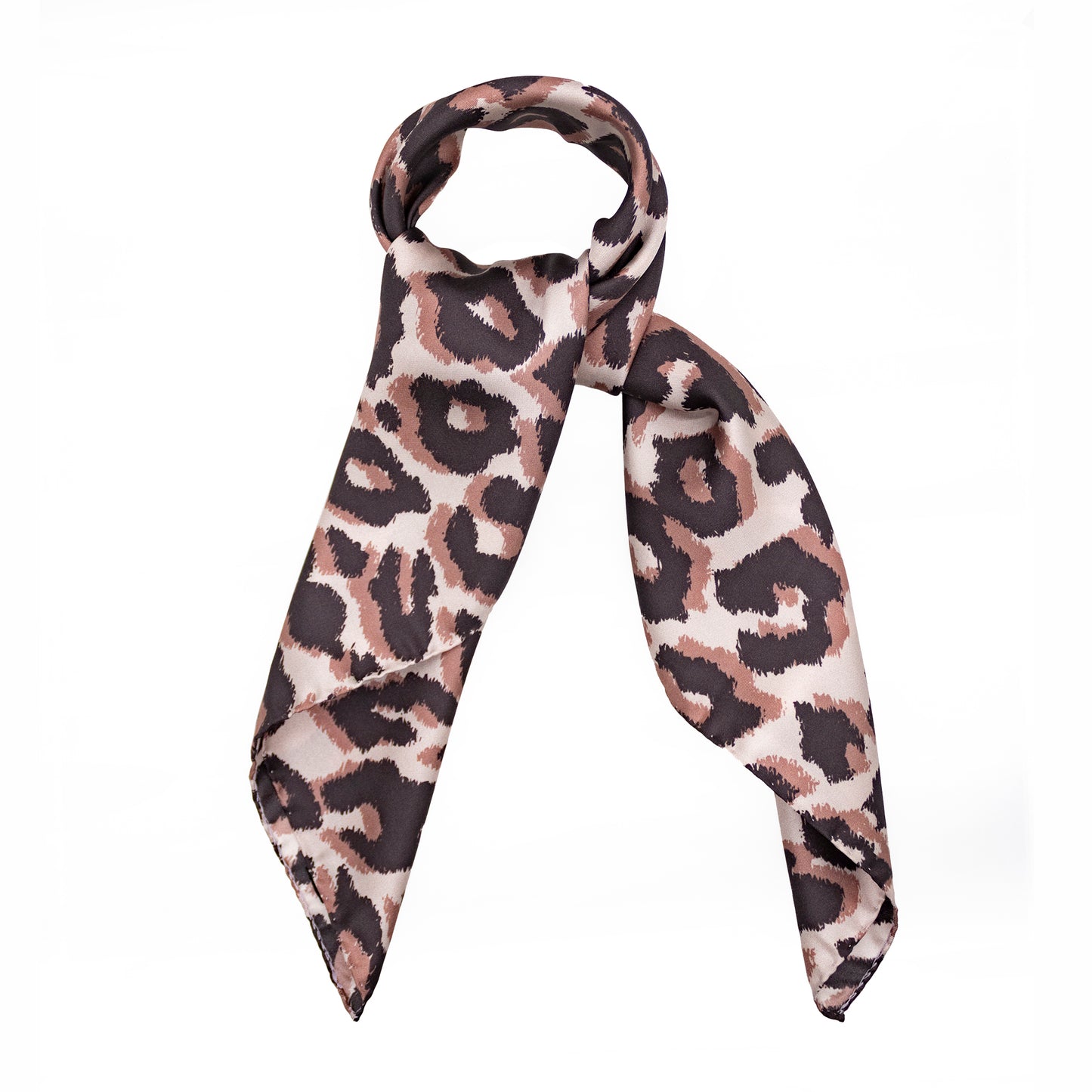 Tuch 70 Glattes Gepardenhaar - Midi Seidentwill Braun