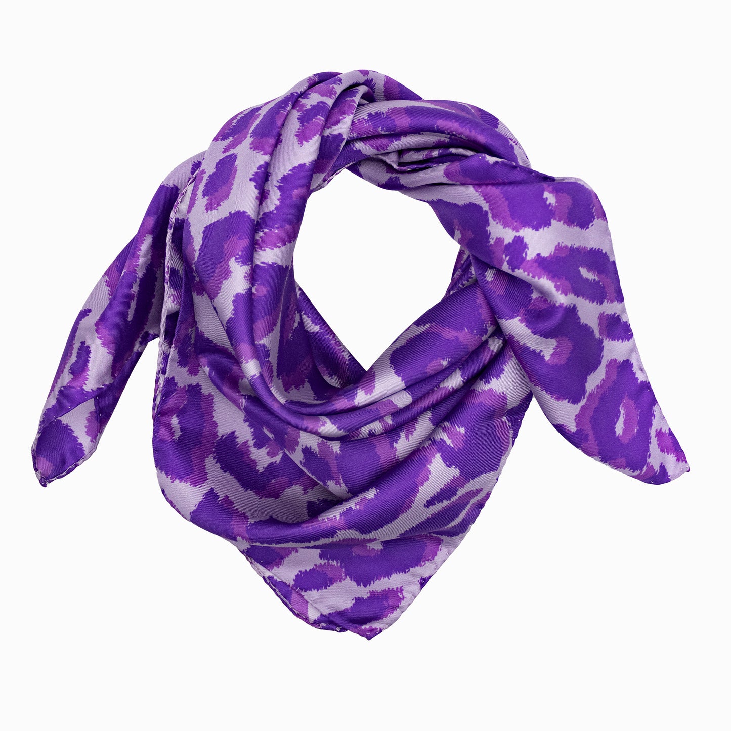 Tuch 70 Glattes Leopardenmuster - Midi Seidentwill Flieder