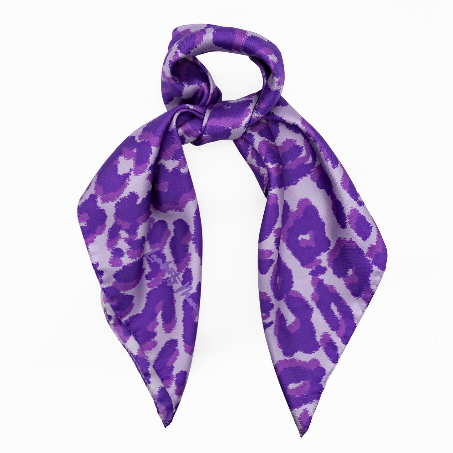 Tuch 70 Glattes Leopardenmuster - Midi Seidentwill Flieder