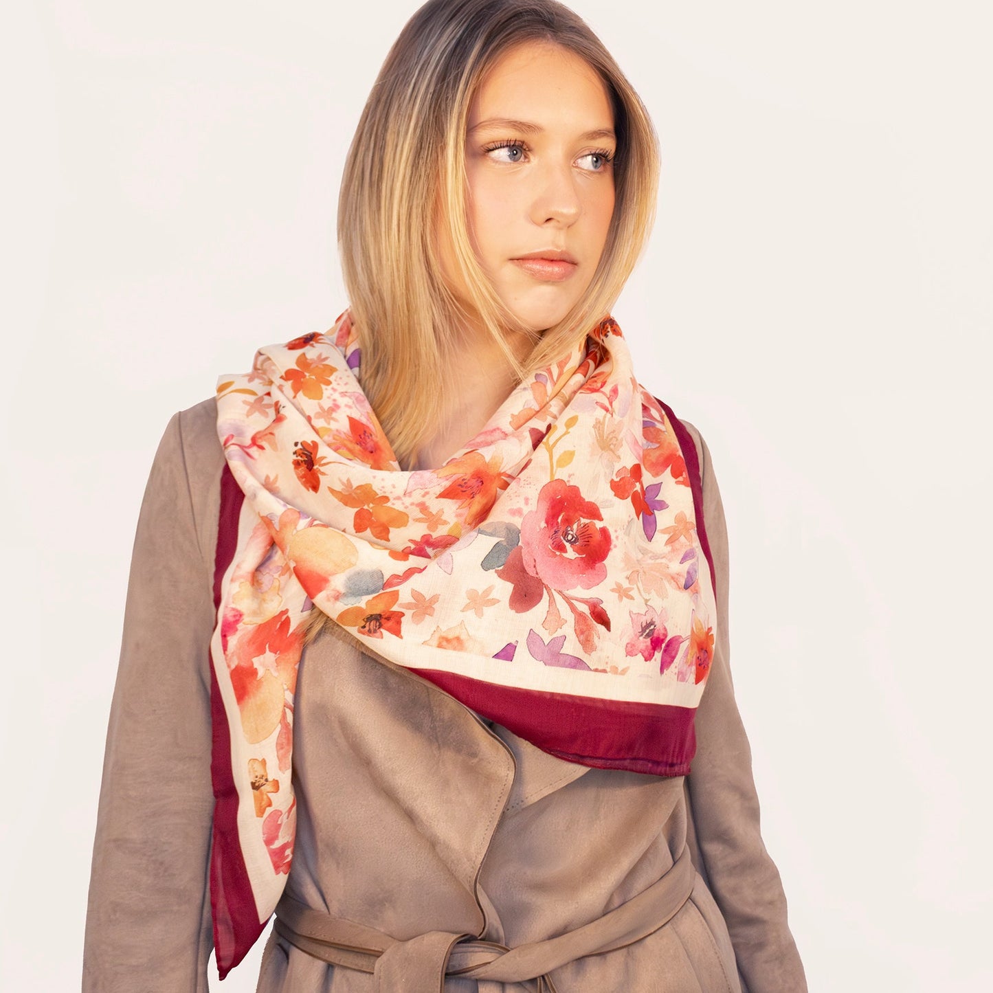 Schal 110 Floral Dreamscape - Maxi Silk & Wool Scarf