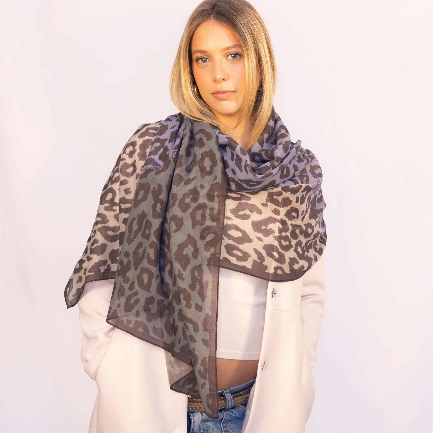 Schal 195 Leopard-Print Wool & Silk Stola