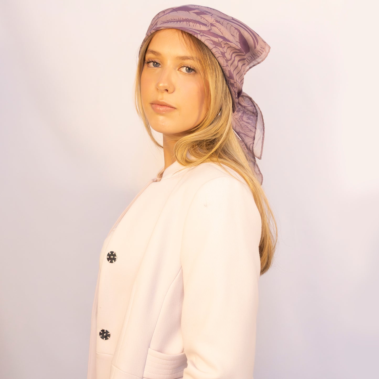 Tuch 70 One Hundred Seashells - Midi Silk & Wool Scarf Burnished Lilac