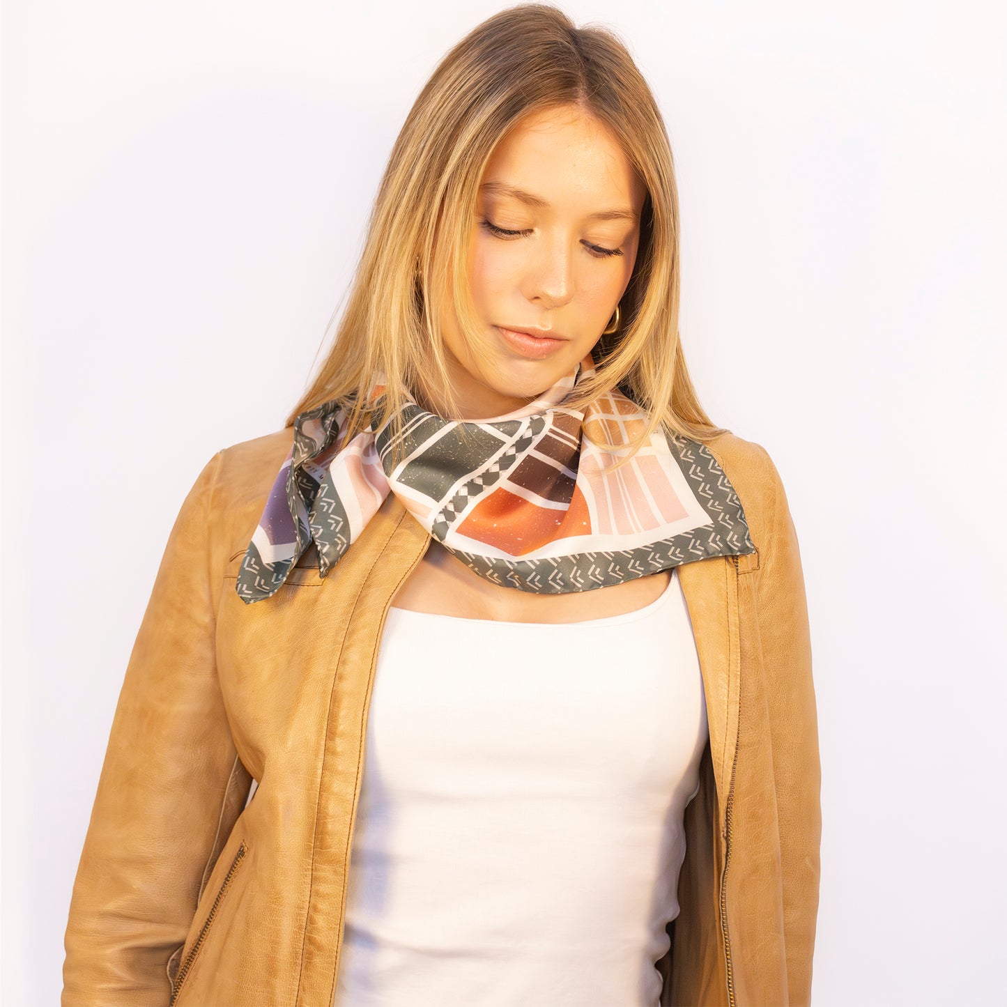Soft Grid Retro Italian Silk Scarf 70 Retro Colours