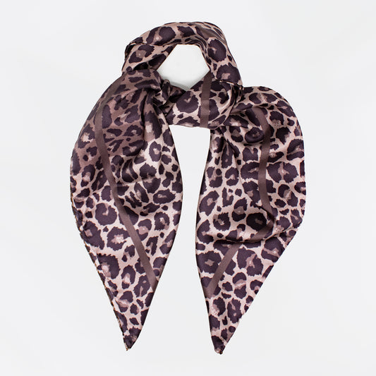 Leopard Savannah Taupe - Midi Silk Scarf