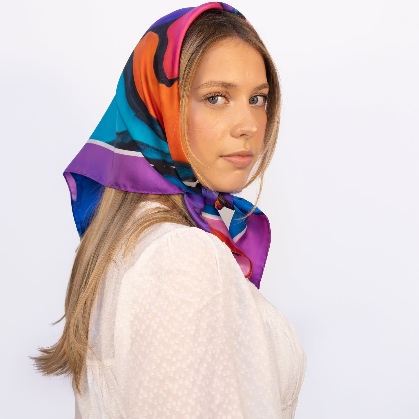 Dancing Pigments Italian Silk Scarf 70 Purple Rose