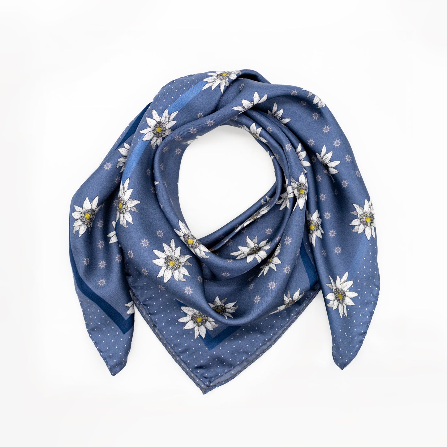 Alpenglow Edelweiss Midi Silk Scarf Metalic Blue