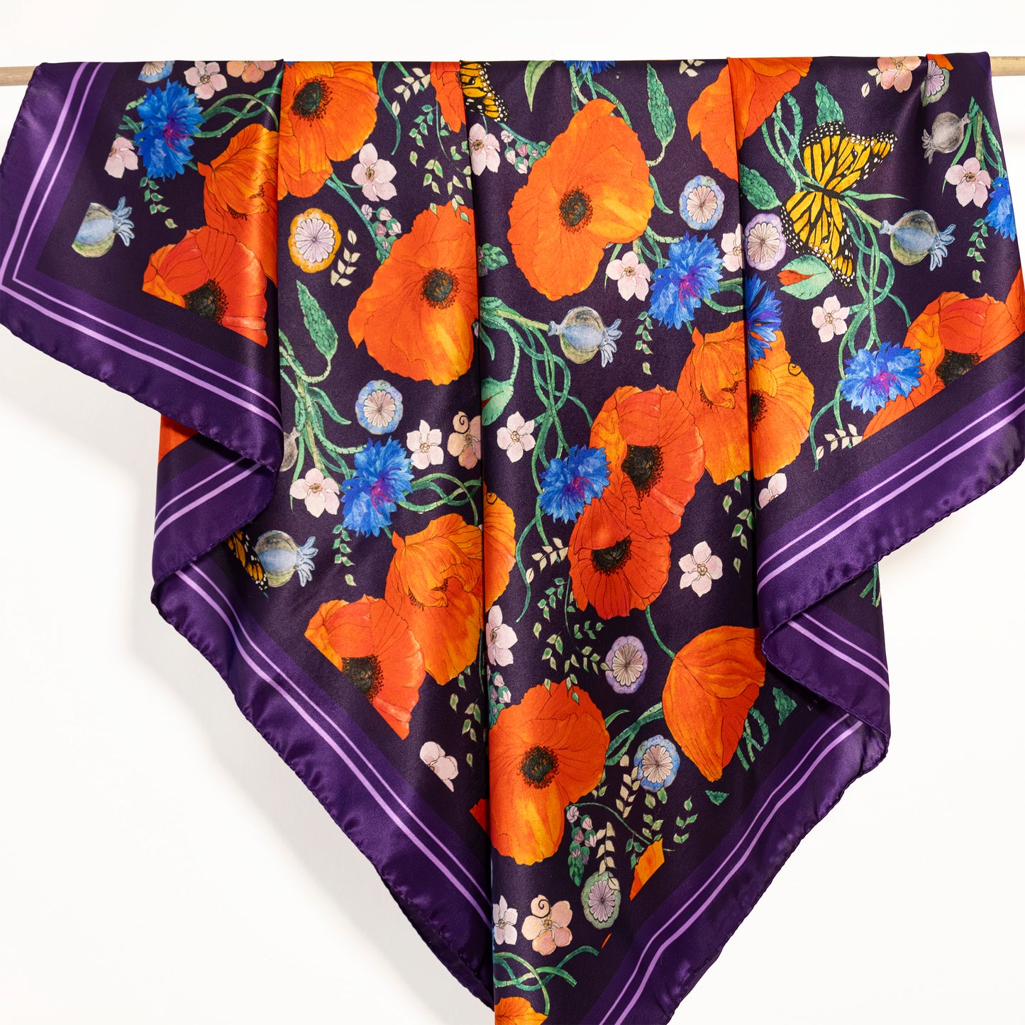 Whispering Poppies Classic Silk Scarf