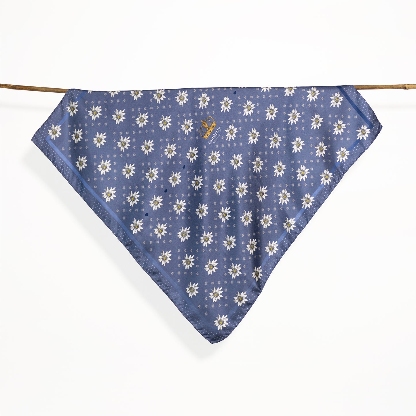 Alpenglow Edelweiss Midi Silk Scarf Metalic Blue