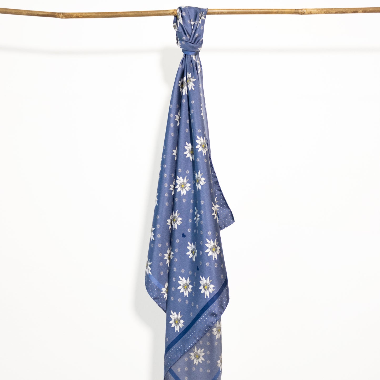 Alpenglow Edelweiss Midi Silk Scarf Metalic Blue