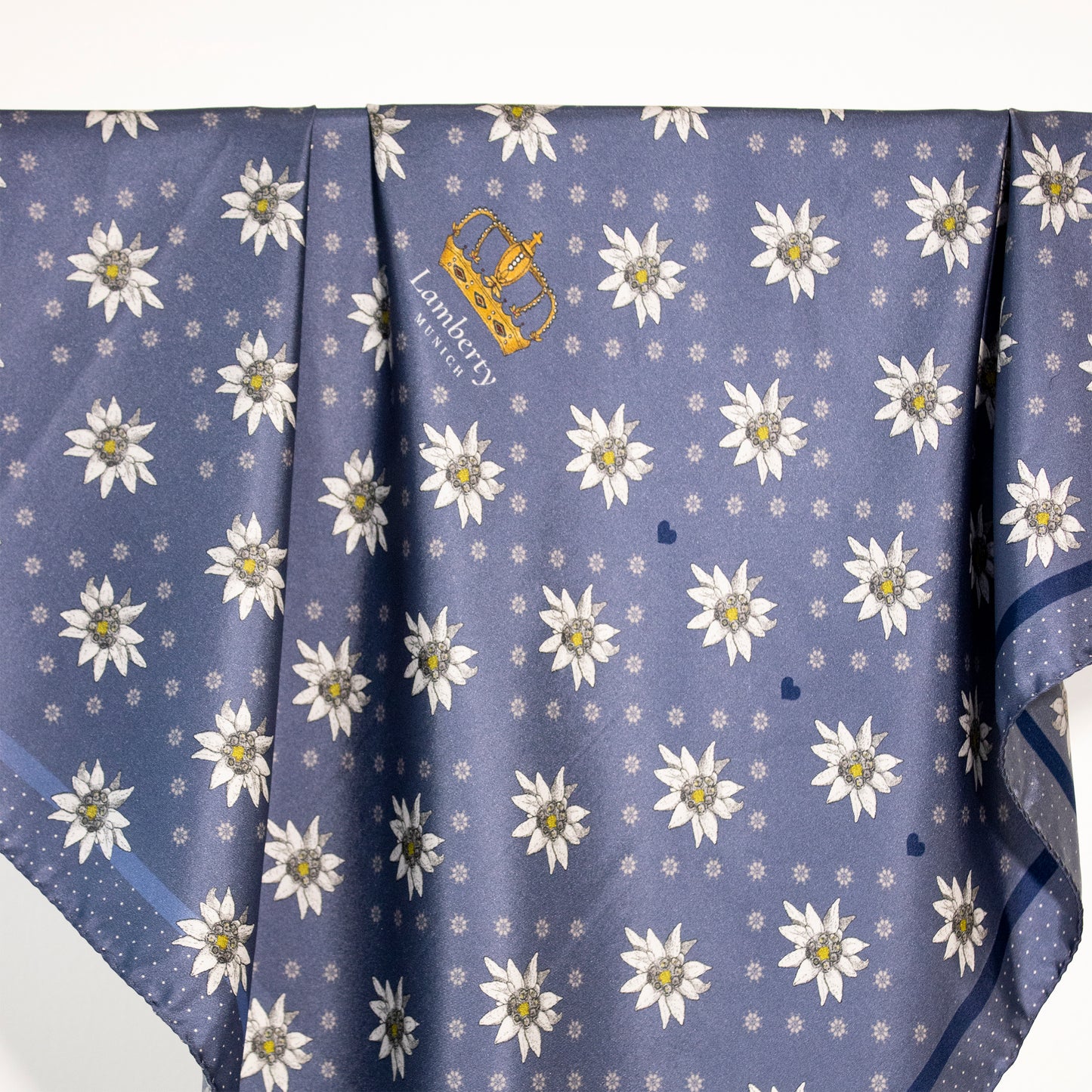 Alpenglow Edelweiss Midi Silk Scarf Metalic Blue