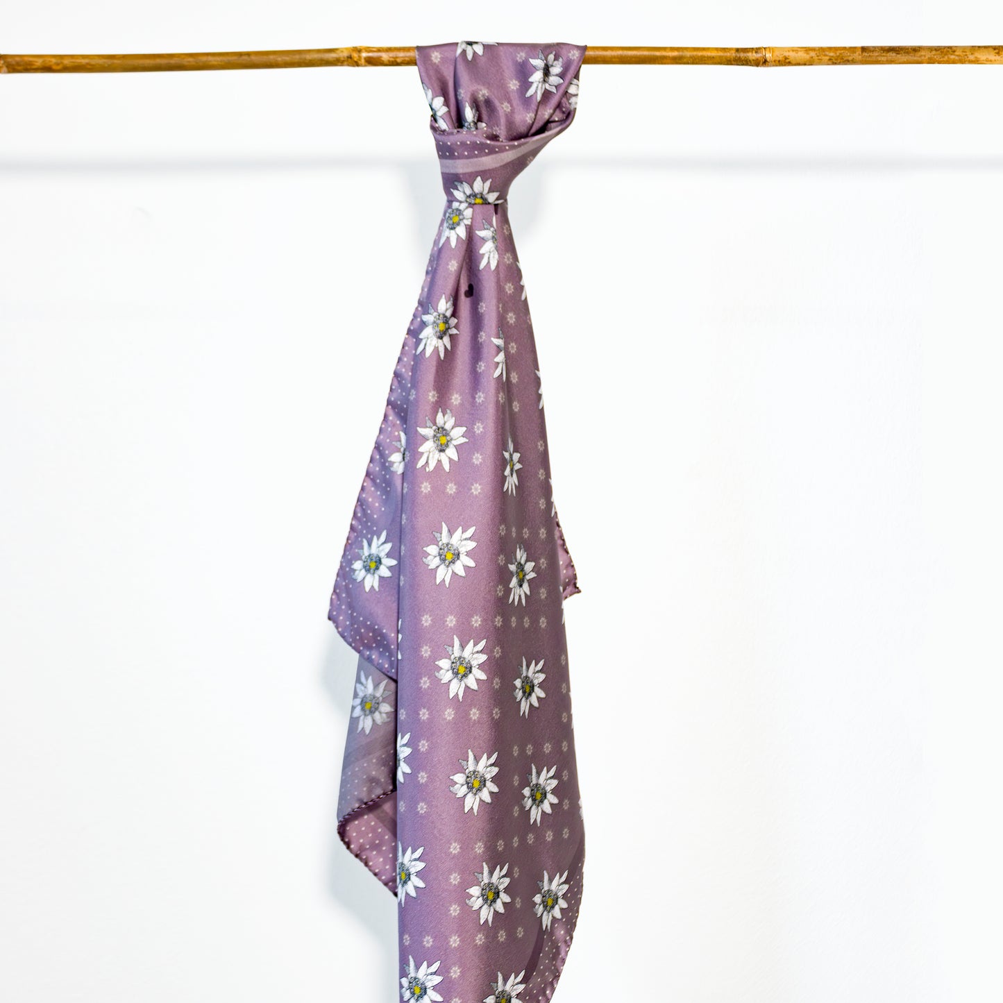 Alpenglow Edelweiss Midi Silk Scarf Metalic Purple