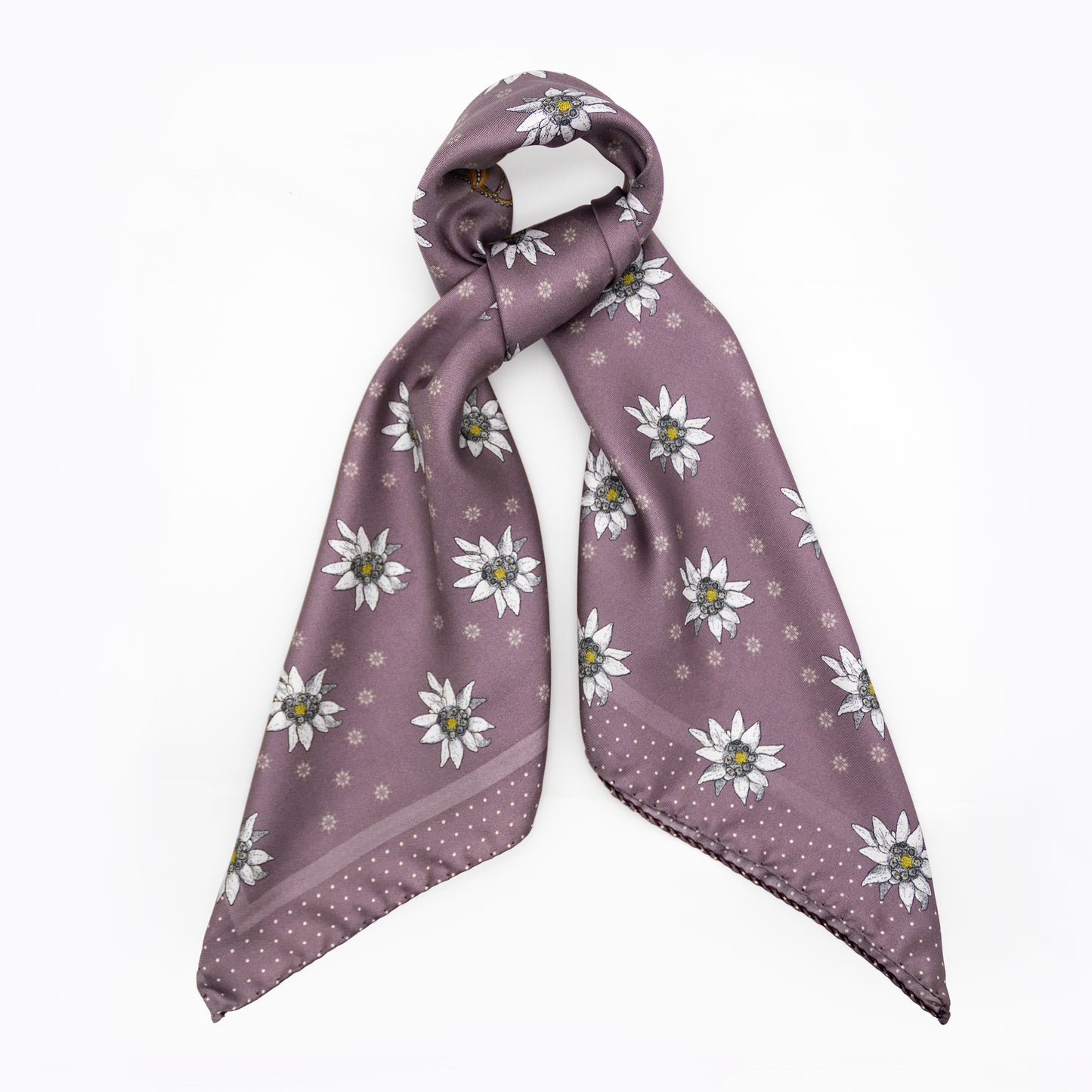 Alpenglow Edelweiss Midi Silk Scarf Metalic Purple