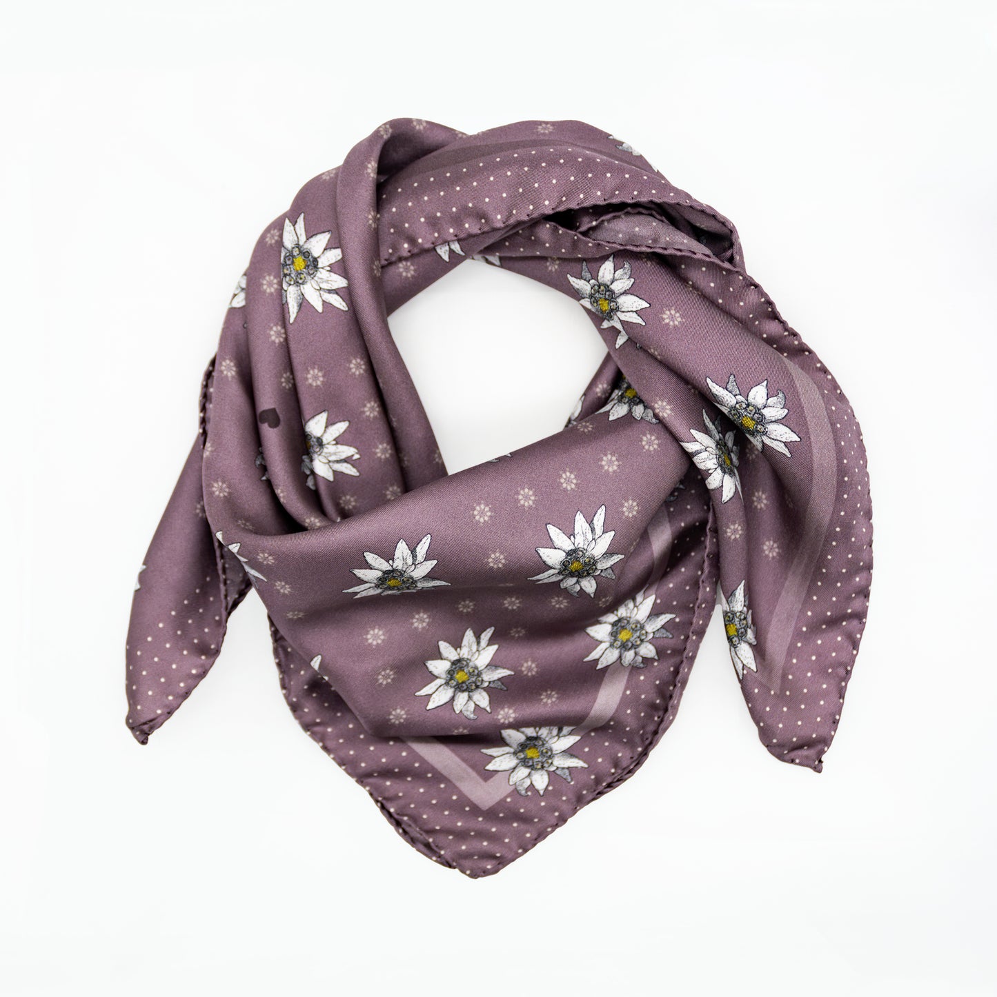 Alpenglow Edelweiss Midi Silk Scarf Metalic Purple