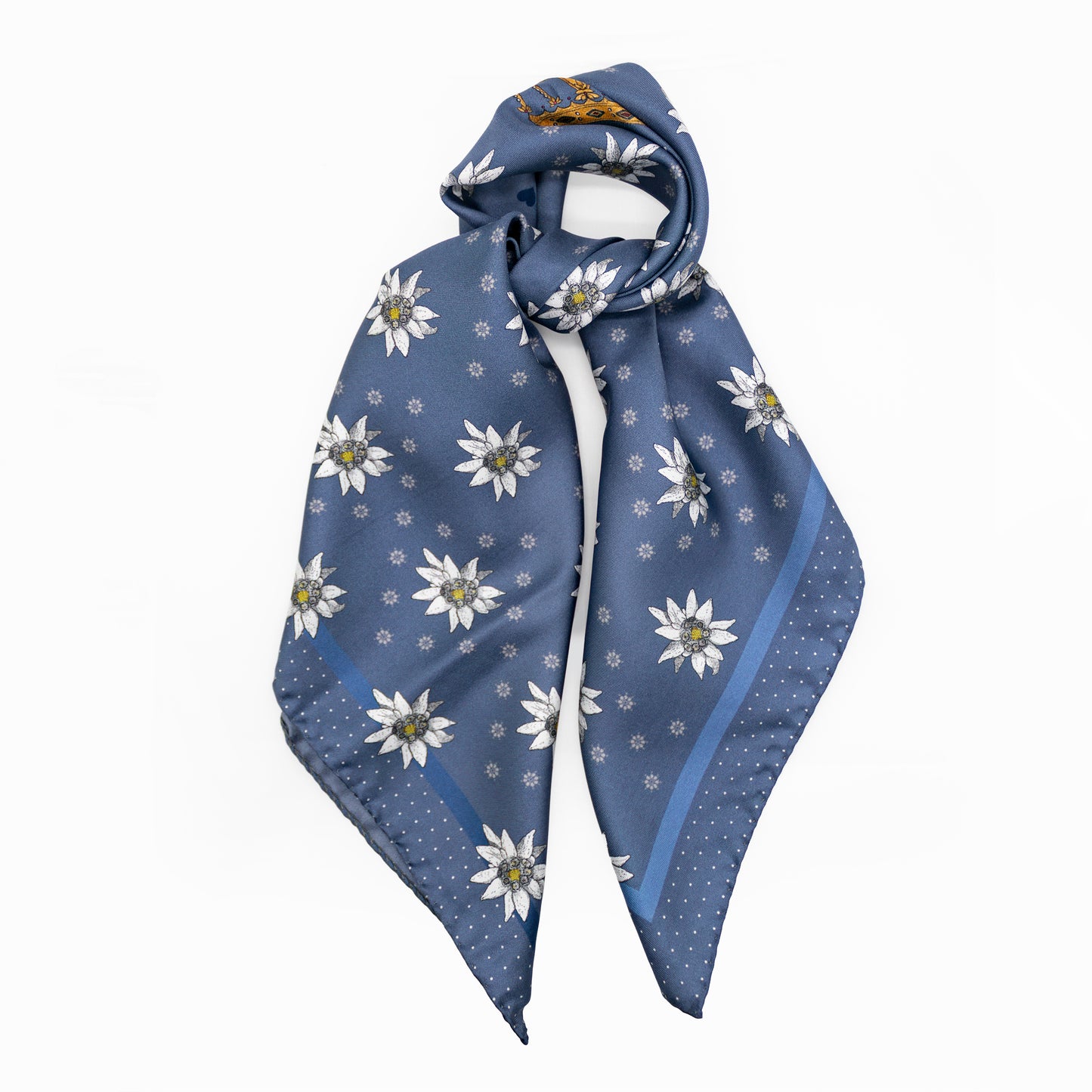 Alpenglow Edelweiss Midi Silk Scarf Metalic Blue