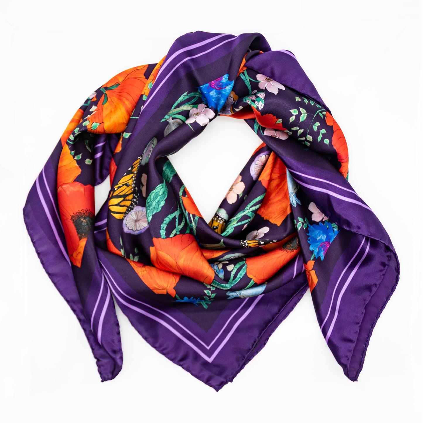 Whispering Poppies Classic Silk Scarf