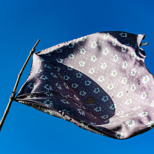 Alpenglow Edelweiss Midi Silk Scarf Metalic Purple