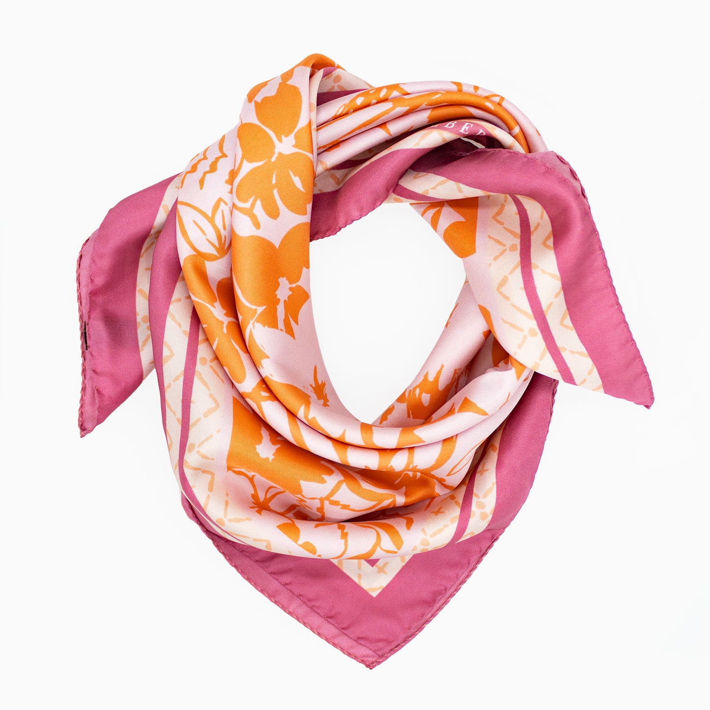 Spring Florals In Bloom Italian Silk Scarf 70 Rose Orange