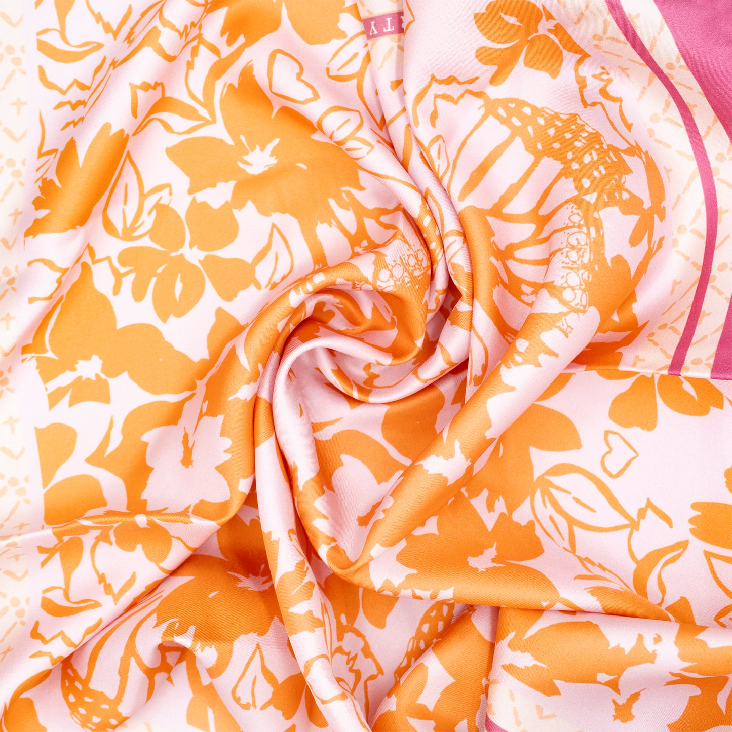 Spring Florals In Bloom Italian Silk Scarf 70 Rose Orange
