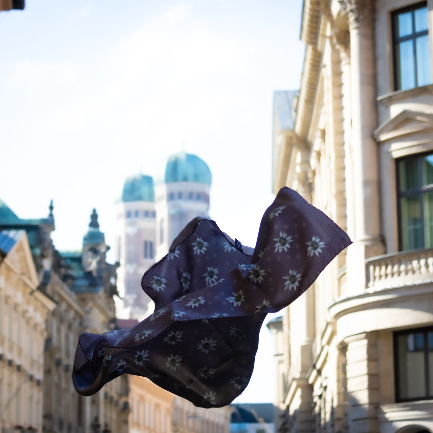 Alpenglow Edelweiss Midi Silk Scarf Metalic Purple