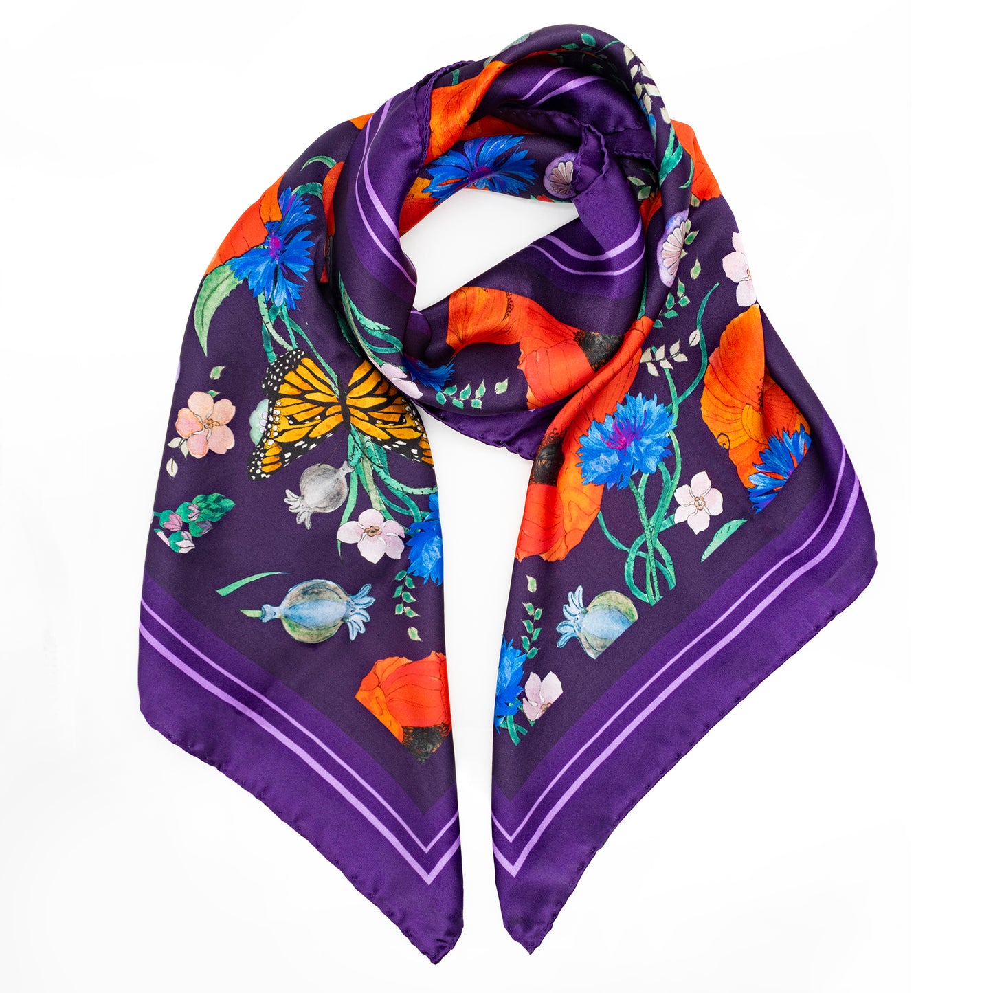 Whispering Poppies Classic Silk Scarf