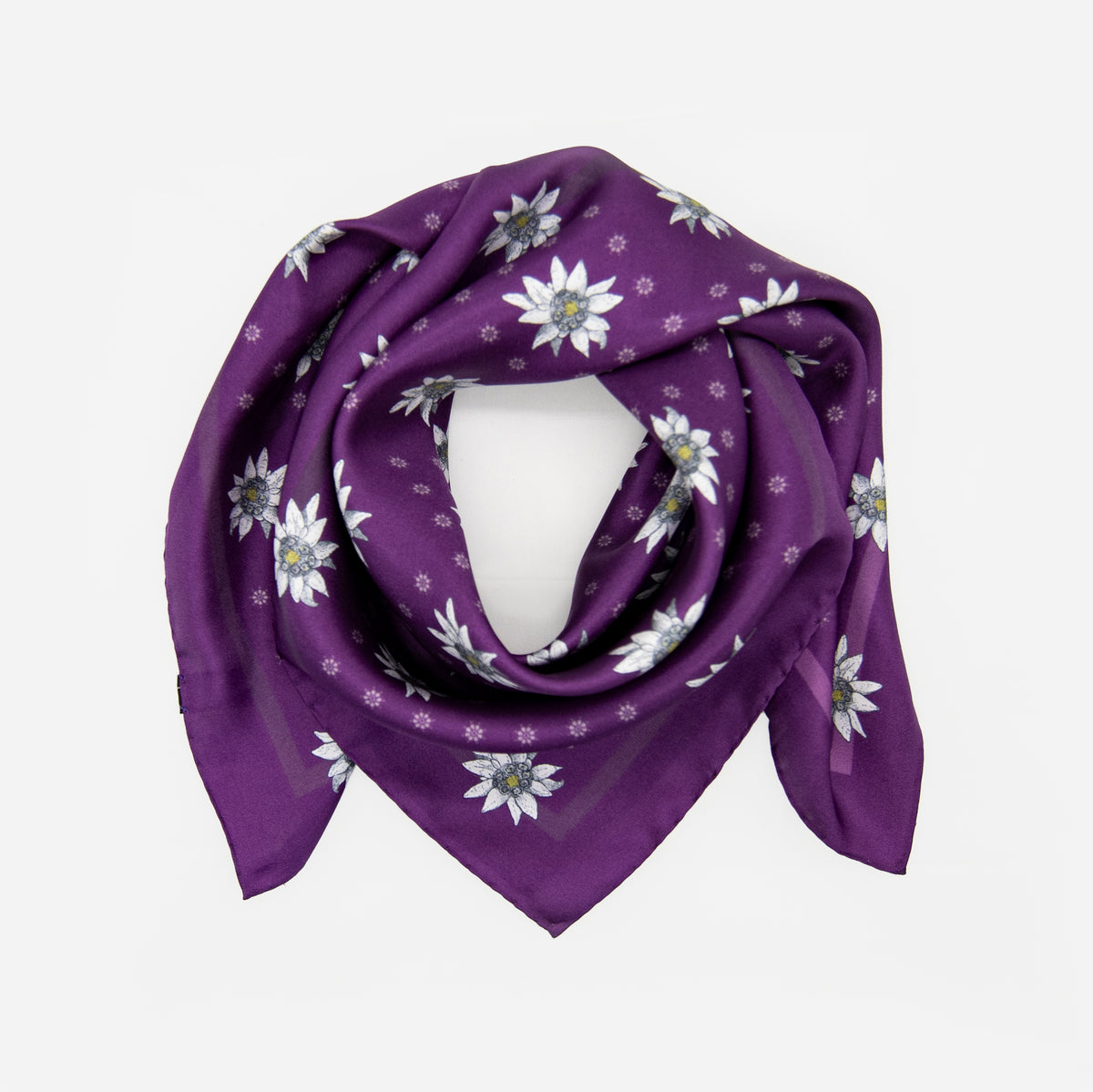 Alpine Edelweiss Italian Mulberry Silk Scarf 70 Deep Purple