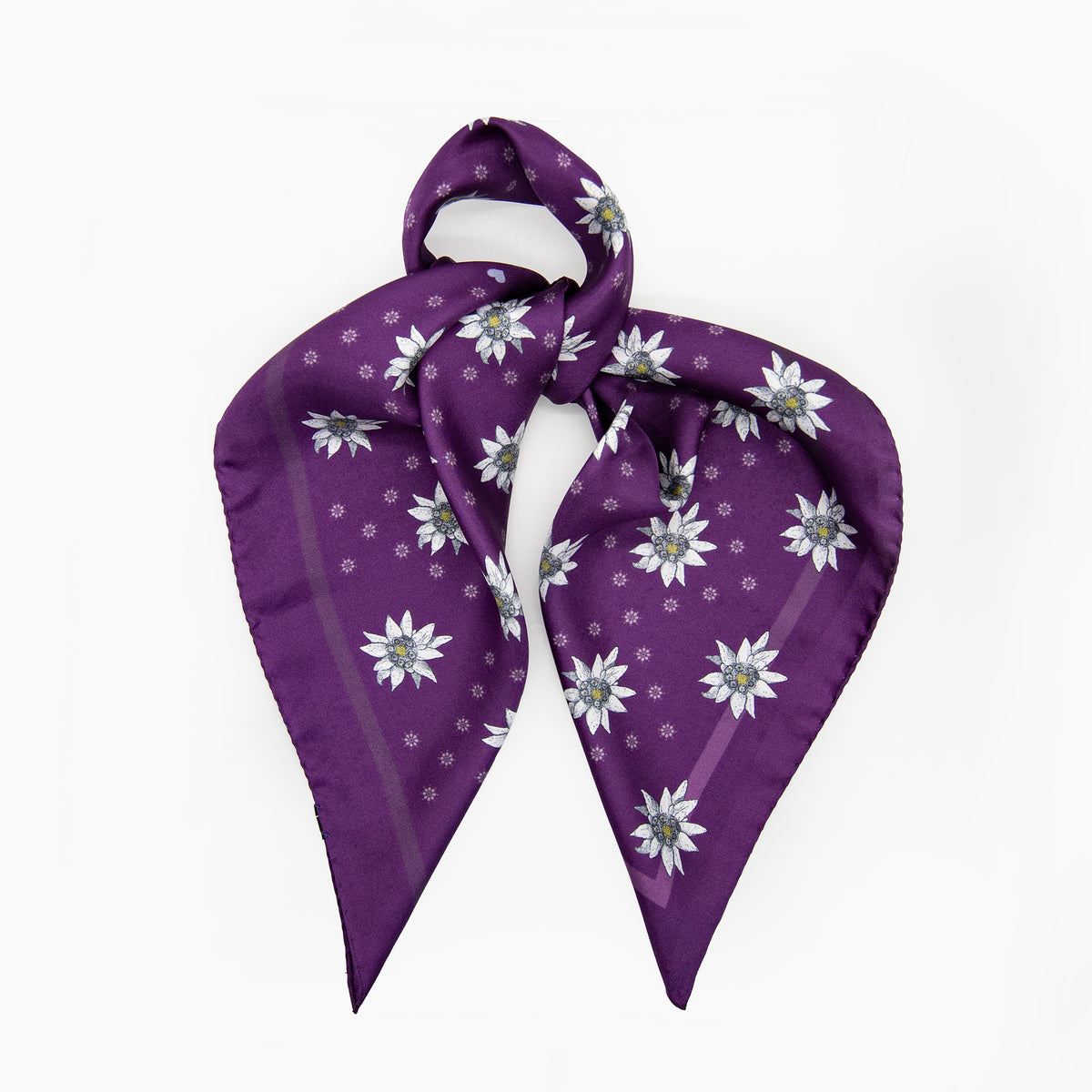 Alpine Edelweiss Italian Mulberry Silk Scarf 70 Deep Purple