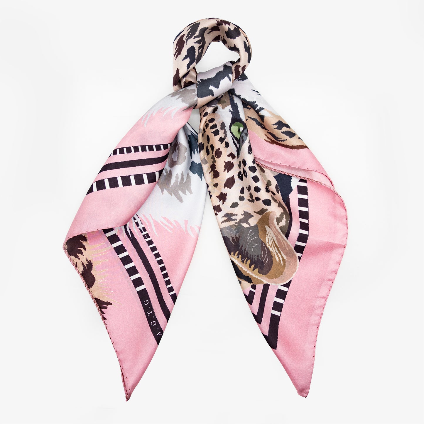 Pink Panthera Italian Mulberry Silk Scarf 70 Soft Pink