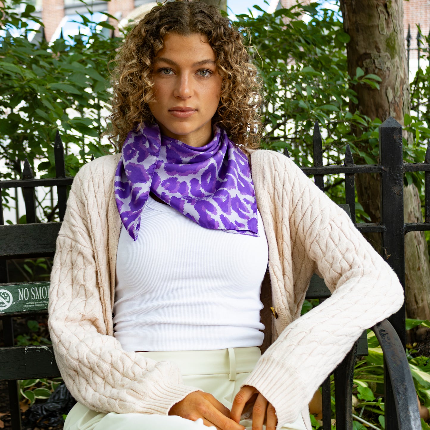 Smooth Cheetah Italian Silk Scarf 70 Lilac