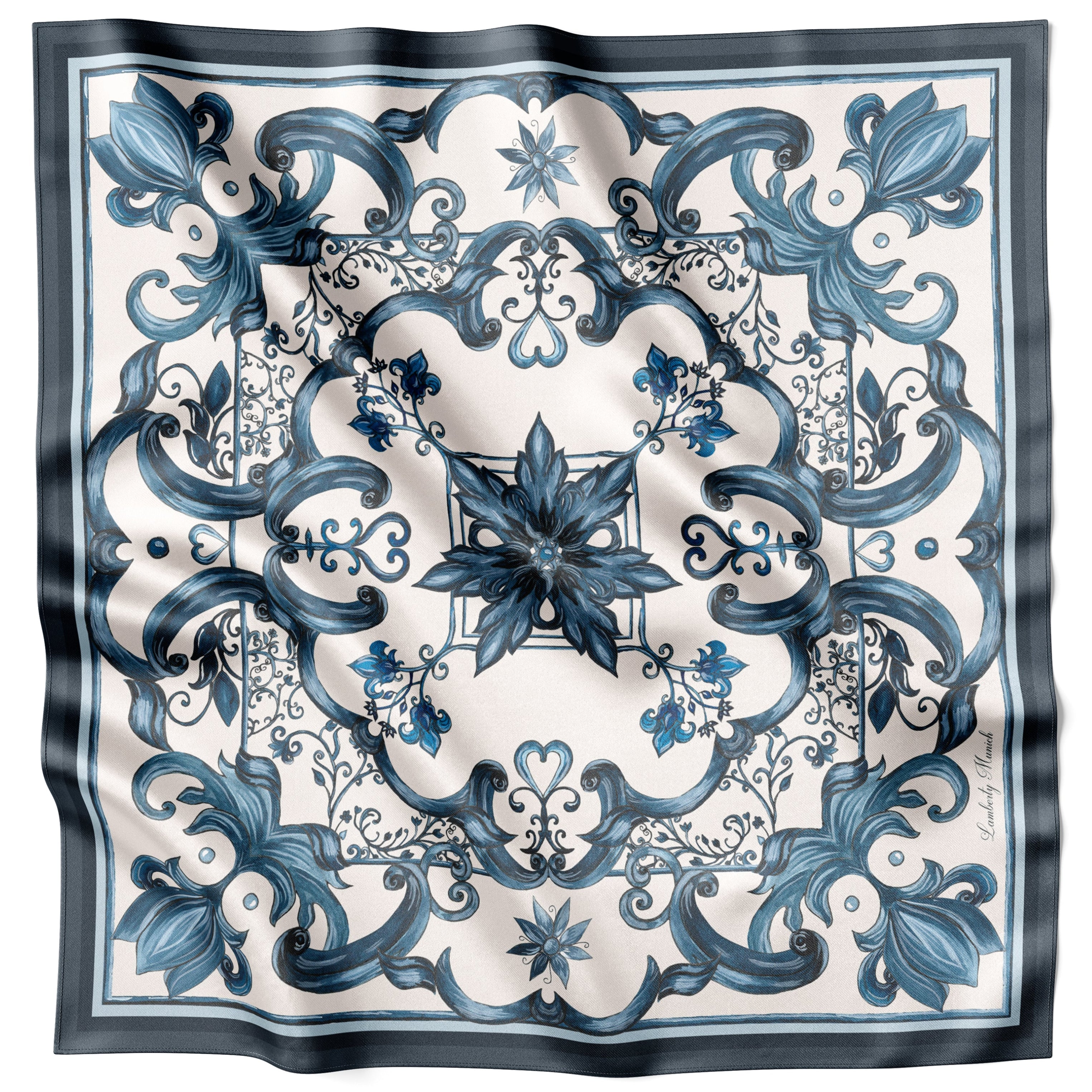 Tuch 70 Blue Majolica - Midi Silk Twill – Lamberty Munich