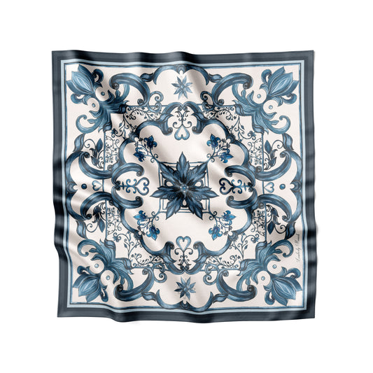 Blue Majolica - Midi Silk Scarf