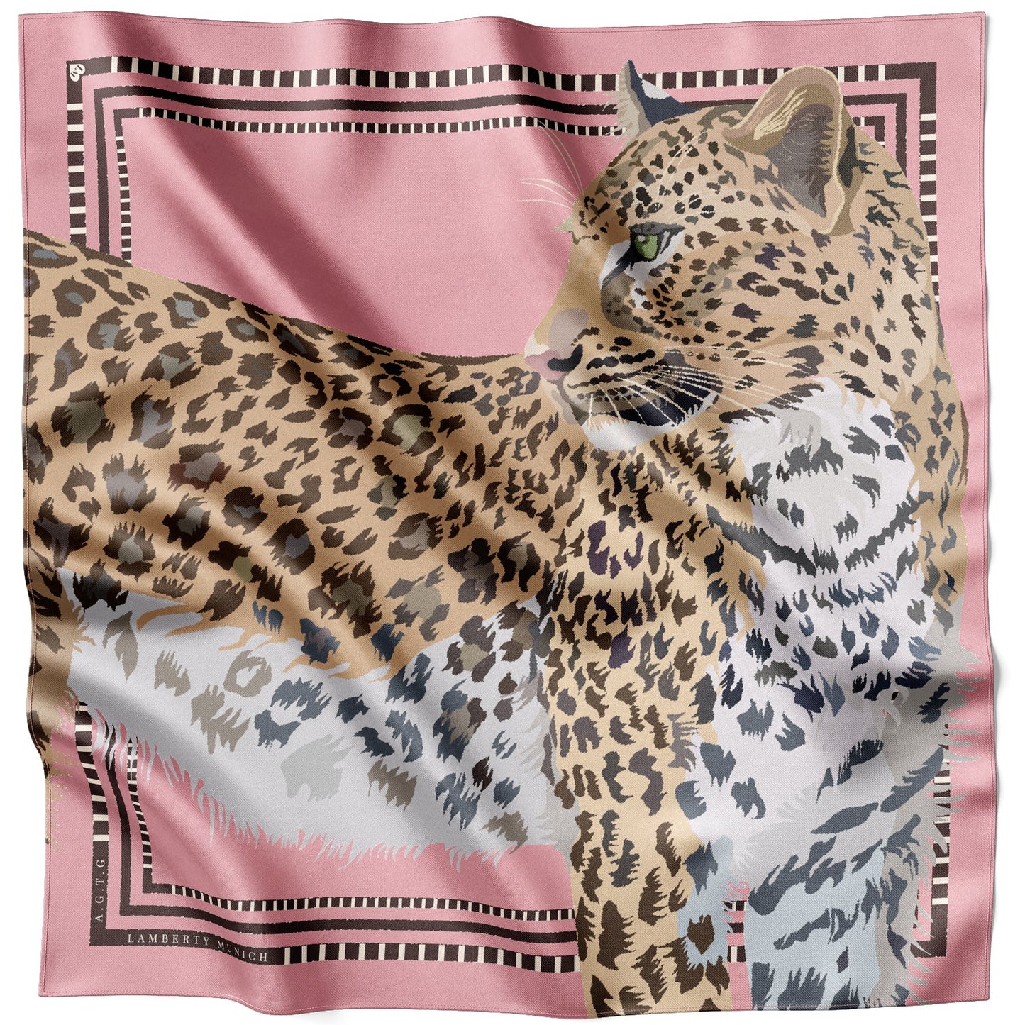Pink Panthera Silk Scarf Soft Pink