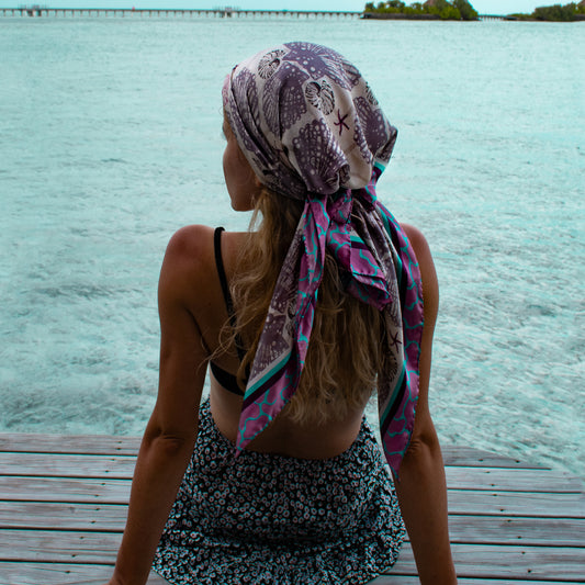 Tuch 90 Silky-Sea-Shells - Classic Silk Scarf Coral Lilac